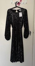Sussan BNWT Size S Black Midi Evening Sequin Dress ✨