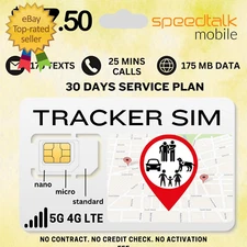 GSM SIM Card for 5G 4G GPS Trackers - Pet Kid Senior Vehicle Tracking Devices -