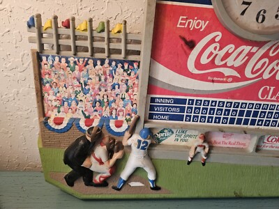 Vintage Burwood Coca Cola Baseball Stadium Clock-Complete & Works