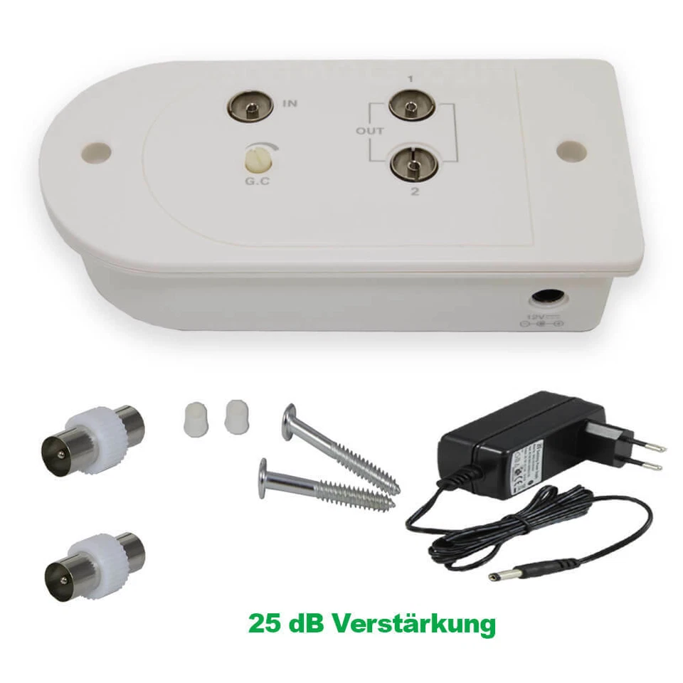 Antennenverstärker DVB-C DVB-T UKW Kabel 2 Geräte TV-Verstärker HDTV UHD 4k 25dB - Bild 3 von 4