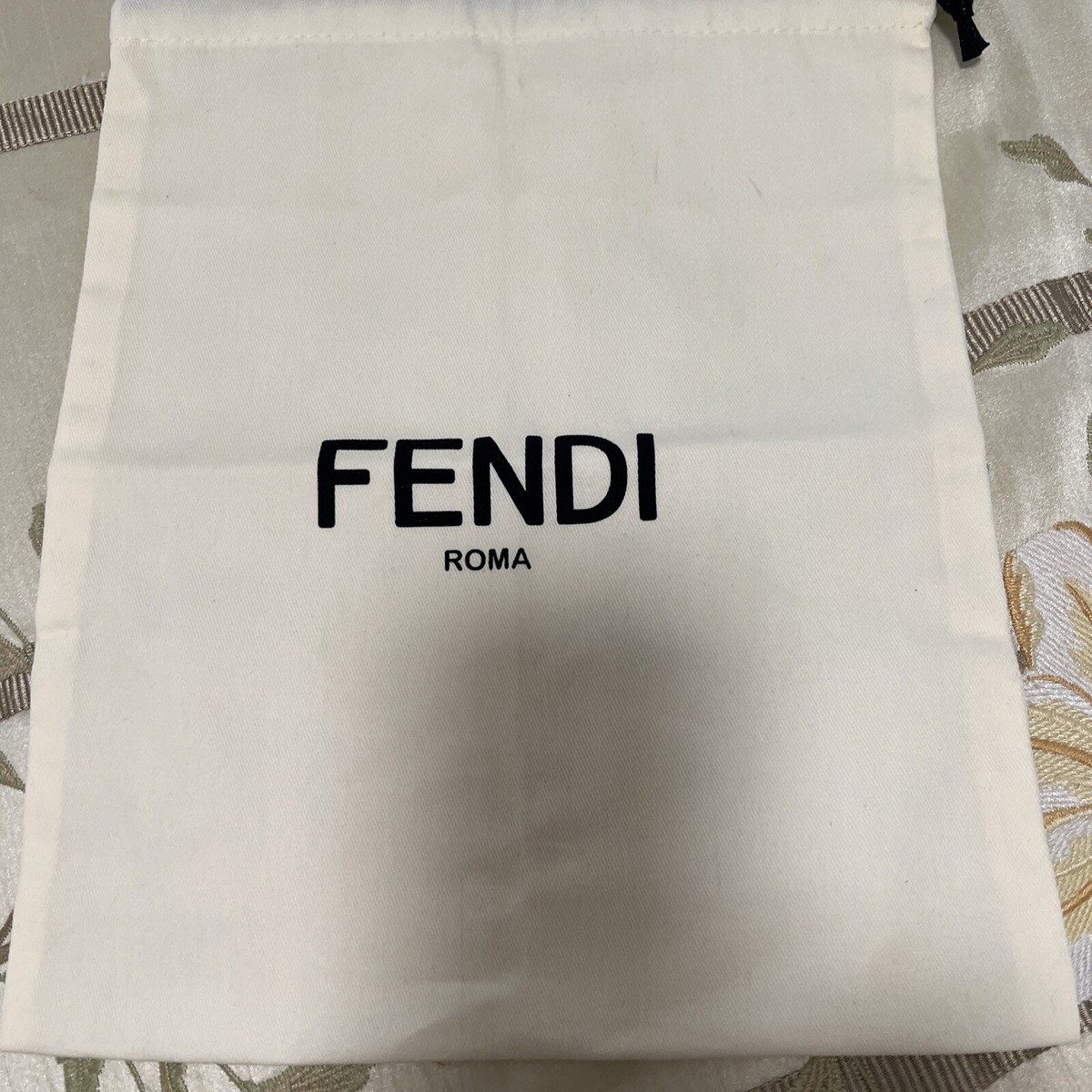 NEW Authentic Fendi Roma White Silk Dust Bag Cover with Drawstring