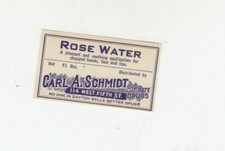 Vintage Label - Rose Water - Carl A Schmidt - Cut Rate Drugs - Dayton , Fifth St