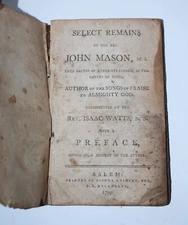 ANTIQUE BOOK 1799 Remains Of Mason ISAAC WATTS SALEM MA OWNED BY JOANNA HANDLEY
