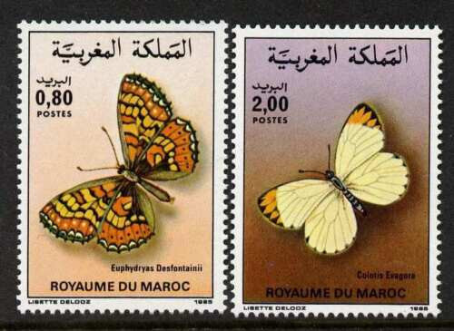 MOROCCO - BUTTERFLIES - FARFALLE - 1985 - 2 V. - MNH -