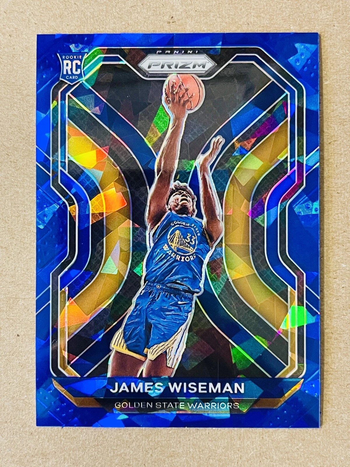 James Wiseman 2020-21 Panini Prizm Blue Cracked Ice Rookie RC /125 #268