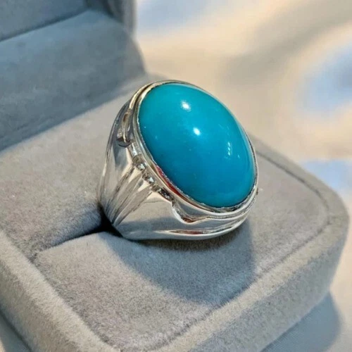 Мужское кольцо с настоящей бирюзой Nishapuri Feroza кольцо с натуральной ферозой шиитские кольца - Изображение 3 из 4