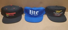 3 Used Snapback Cap Hat,Miller Genuine Draft Light,Lite Beer,Napa Racing Filters