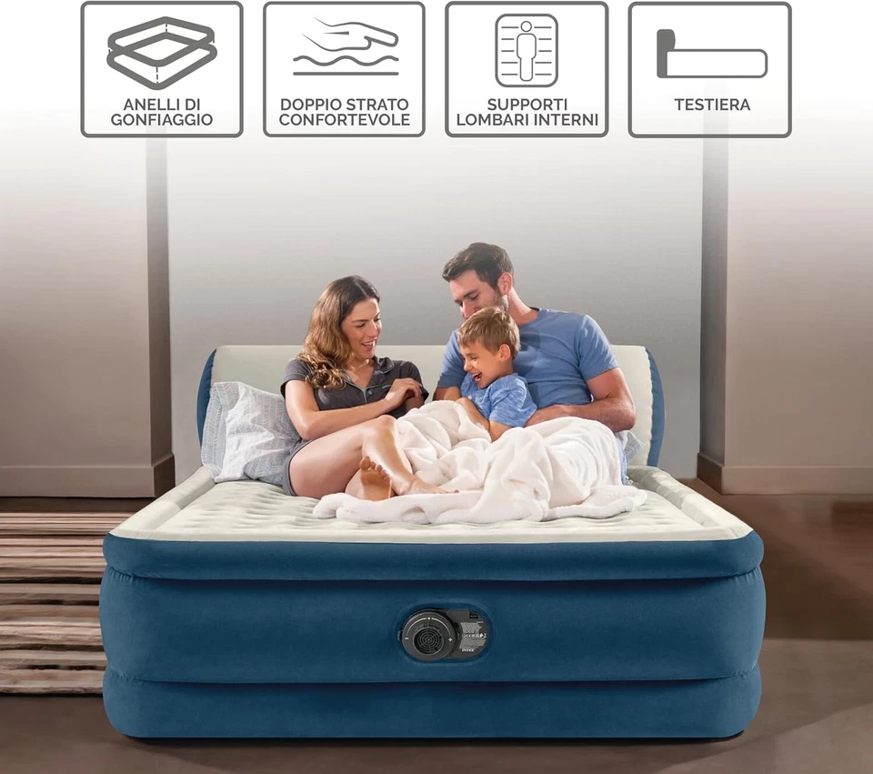 Intex 64460ND materasso gonfiabile testiera Airbed matrimoniale con pompa Rotex - Immagine 3 di 4