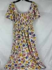 NWT GAP Women’s XL Floral Smocked Bodice Midi Dress Flutter Sleeves