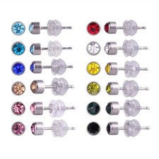 12 Pairs surgical Stainless Steel CZ Stud Earrings for Women, Birthstone St - 02