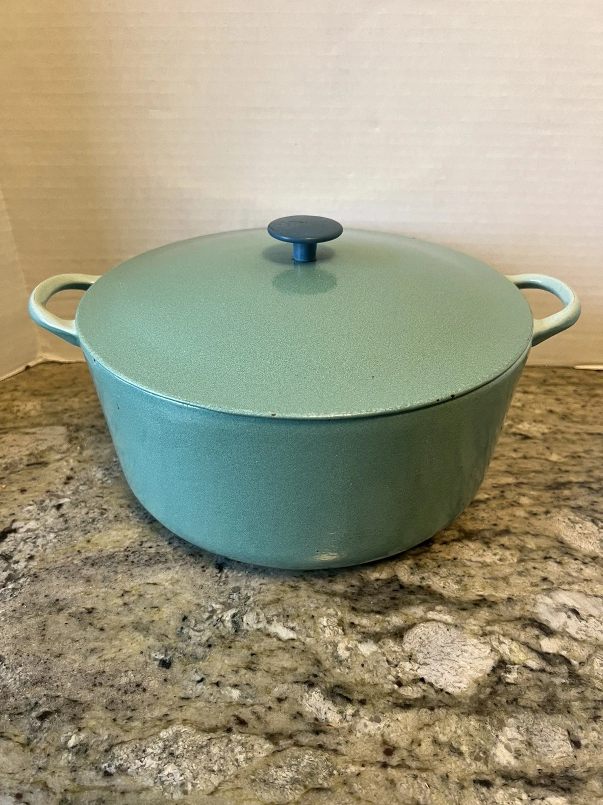 Vintage Prizer Ware Cast Iron Enamel 4 Qt Dutch Oven Blue Aqua