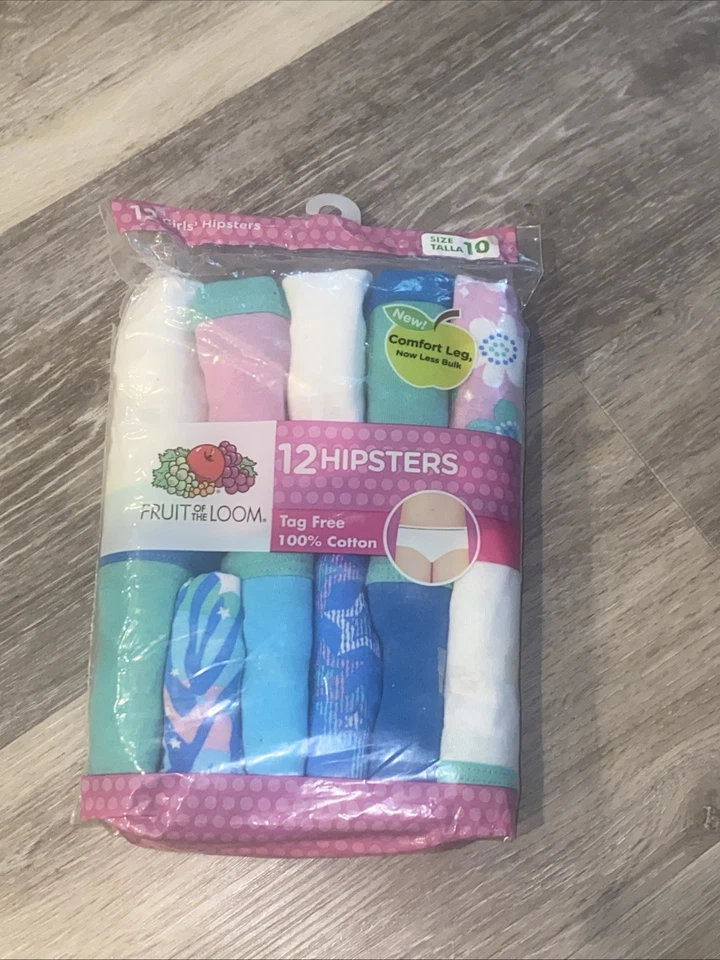 Bragas Hipster de Algodón Surtido Ropa Interior Fruit of the Loom, Paquete de 12 Tallas 10 Foto 2 de 4