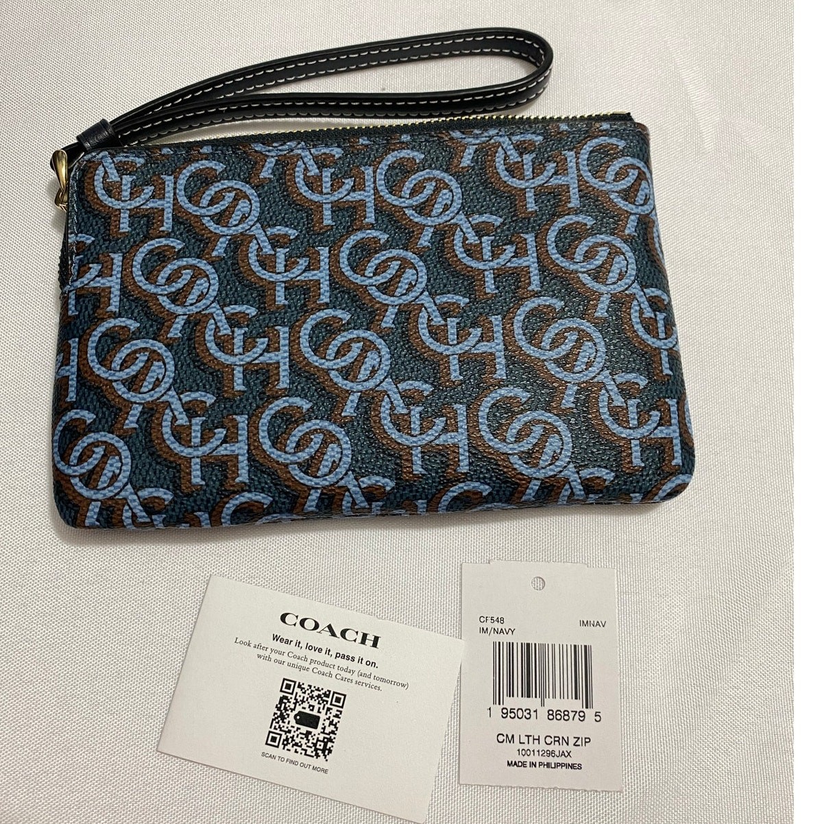 Coach Backpack + Wristlet Set – All Blue Signature Logo – Matching Pair image 8