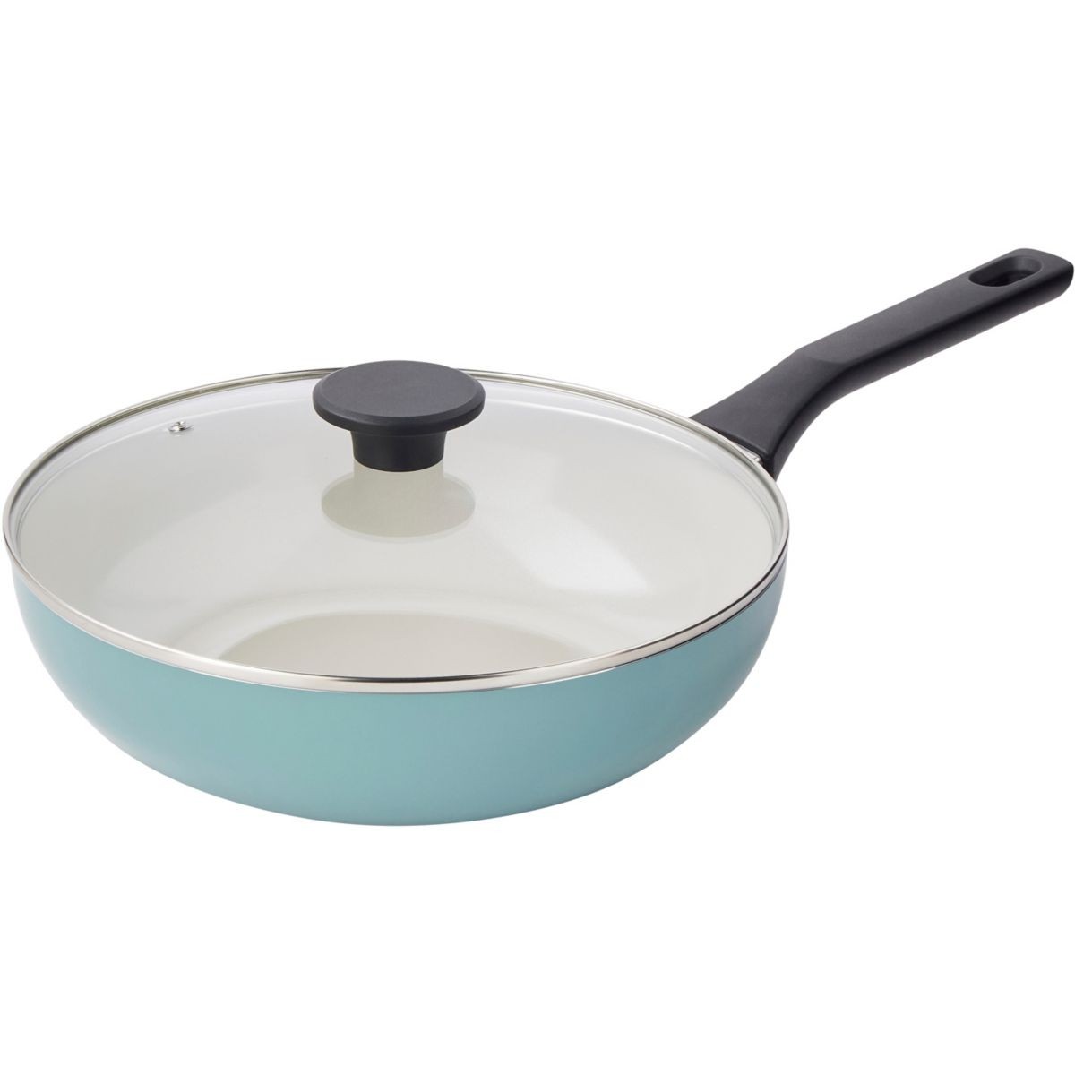Sauteuse Essentielb 28cm tous feux induction faitout avec couvercle en verre vert