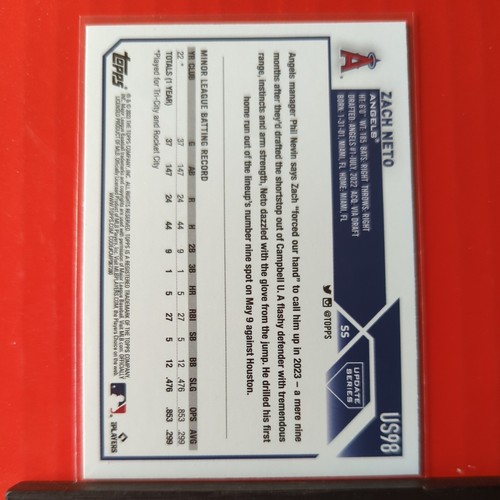 2023 Topps Update Series Zach Neto #US98 RC Los Angeles Angels Rookie - Bild 2 von 2