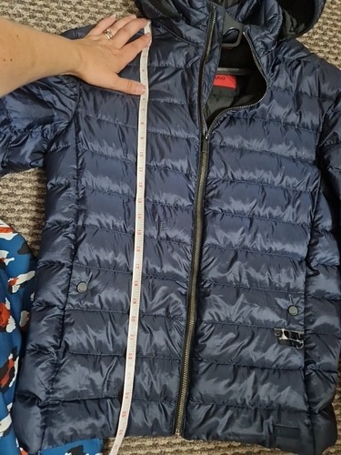 Hugo Boss Herren Medium Navy Puffer Daunenfüllung Reißverschluss Mantel mit Zip Off Kapuze - Bild 16 von 17