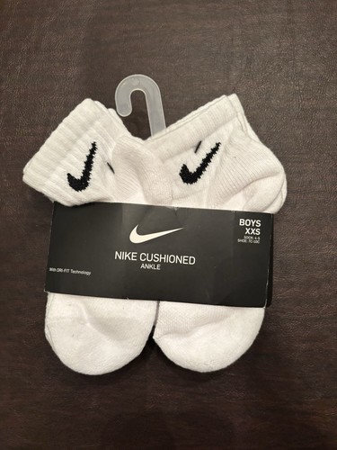 NIKE Brand Boys Socks Ankle -Cushioned Breathable Dri Fit 6 Prs SIZE 7C-10C
