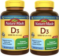 2 Pack - 300 Count Nature Made Vitamin D3, 1000IU 25 mcg Vitamin D Supplement