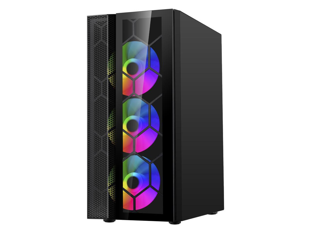 Корпус компьютера DIYPC Dragon из черной стали закаленного стекла ATX Mid Tower