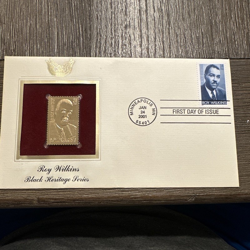 2001 Roy Wilkins Black Heritage Series replica Gold Golden Cover Stamp FDC #130
