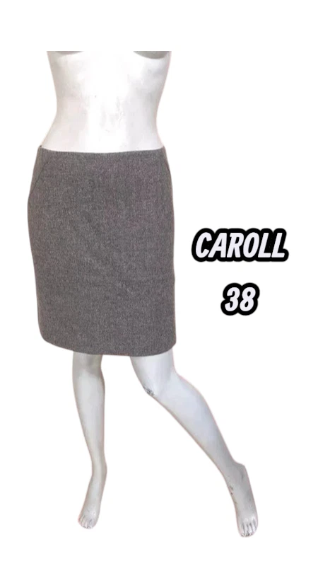 Caroll Taille 38 Superbe jupe doublée marron gris en laine vierge - Photo 1/3