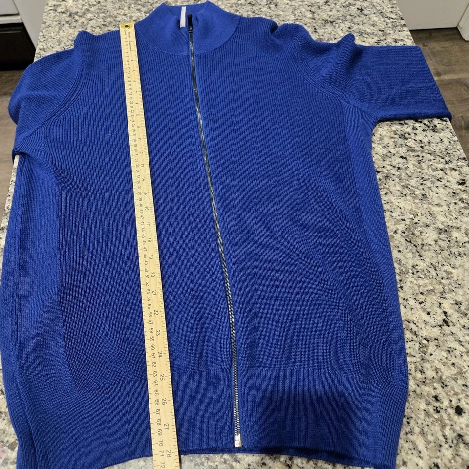 Мужской свитер Kenneth Cole большой синий на молнии 55% шерсть мериноса классический нарядный - Изображение 3 из 4