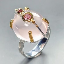 Antique ring 15 ct Natural Rose Quartz Ring 925 Sterling Silver Size 7 /R457192