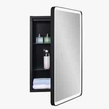 Lighted Bathroom Medicine Cabinet with Round Corner Framed Mirror Door 15 x 2...