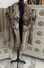 Saga Fox Fur Coat Size Medium Silver Fox