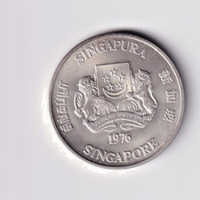 Singapore 1976 $10 Silver Commemorative Coin ship looks extra fine circulated