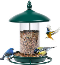 Bird Feeders for Outdoors - Metal Roof Chew Proof, 360  Feeding Perch - Wild Bir