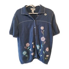 Alfred Dunner Vintage Sweater Womens XL Embroid Flower Grandmacore Cottagecore