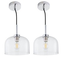 Set of 2 Modern Glass Ceiling Pendant Light Fittings Kitchen Dining Lighting