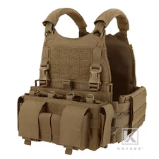 KRYDEX Tactical SCARAB Plate Carrier and MF IV Placard Front Panel Pouch Coyote