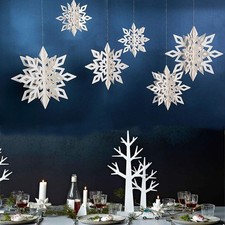 Snowflake Decorations 12 pcs White Snowflake Hanging Christmas Winter Wonderl...