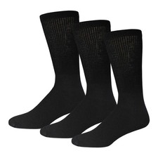 3 Pairs of Cotton Diabetic Neuropathy Crew Socks 10-13, Black - 3