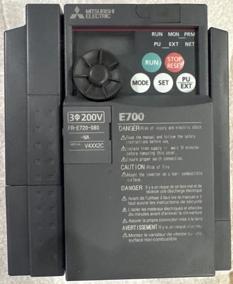 Mitsubishi FR-E720-080-NA E700 Inverter VFD 3-Phase 200V 8A Drive - Image 2 of 3