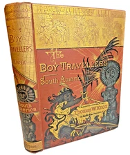 Antique Ornate Gilded Decorative Book Boy Travellers South America Knox 1880s