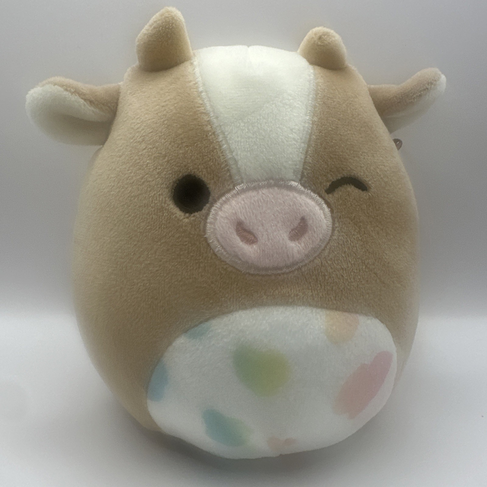 Squishmallows Griella the Winking Cow with Multi Color Bow & Spots 6 Inch NWT