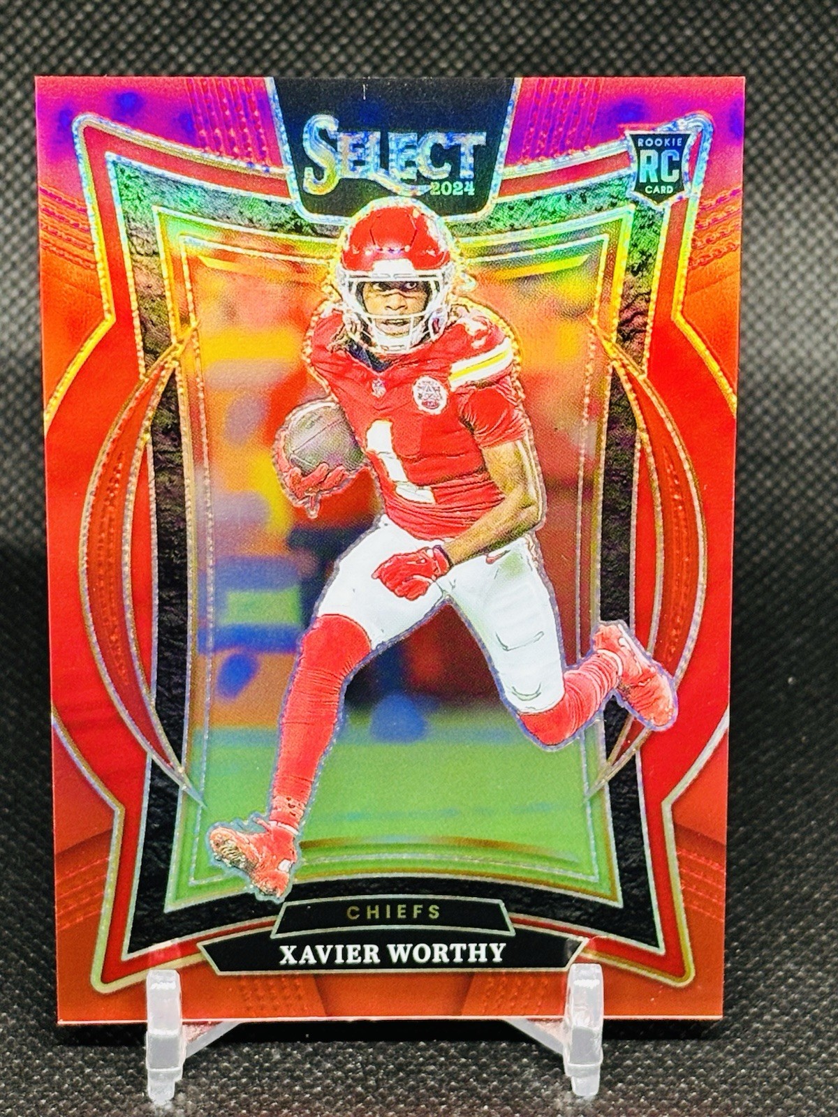 2024 Panini Select  Xavier Worthy #32 Red Prizm /99 Kansas City Chiefs Rookie RC