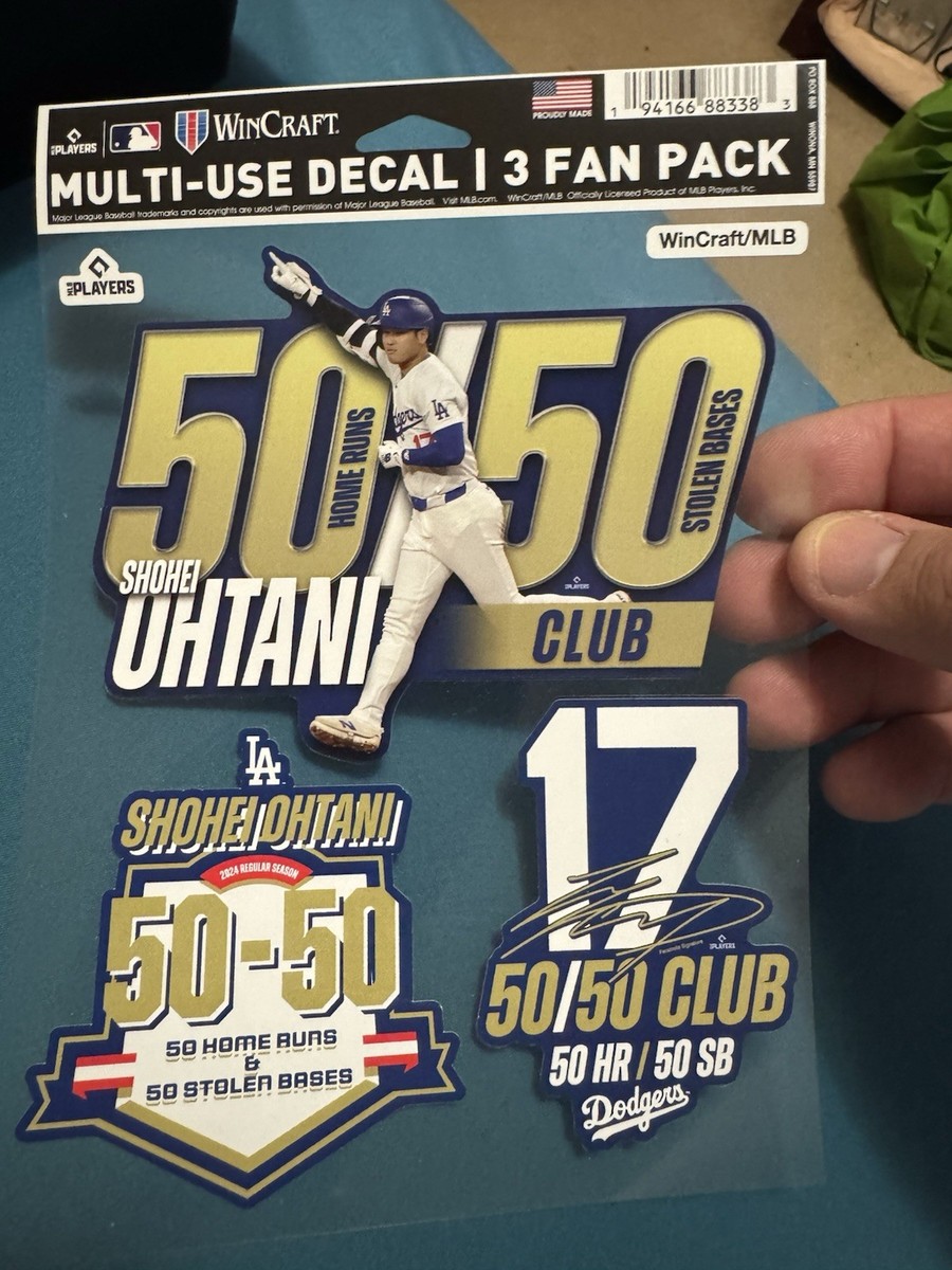 Shohei Ohtani 50/50 Club Los Angeles Dodgers 3 Pack Decal