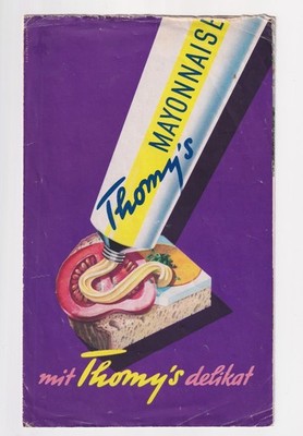 COLD PLATES of THOMY'S MAYONAISE, circa 1955, Garnish + Serving Recipes TOMATO