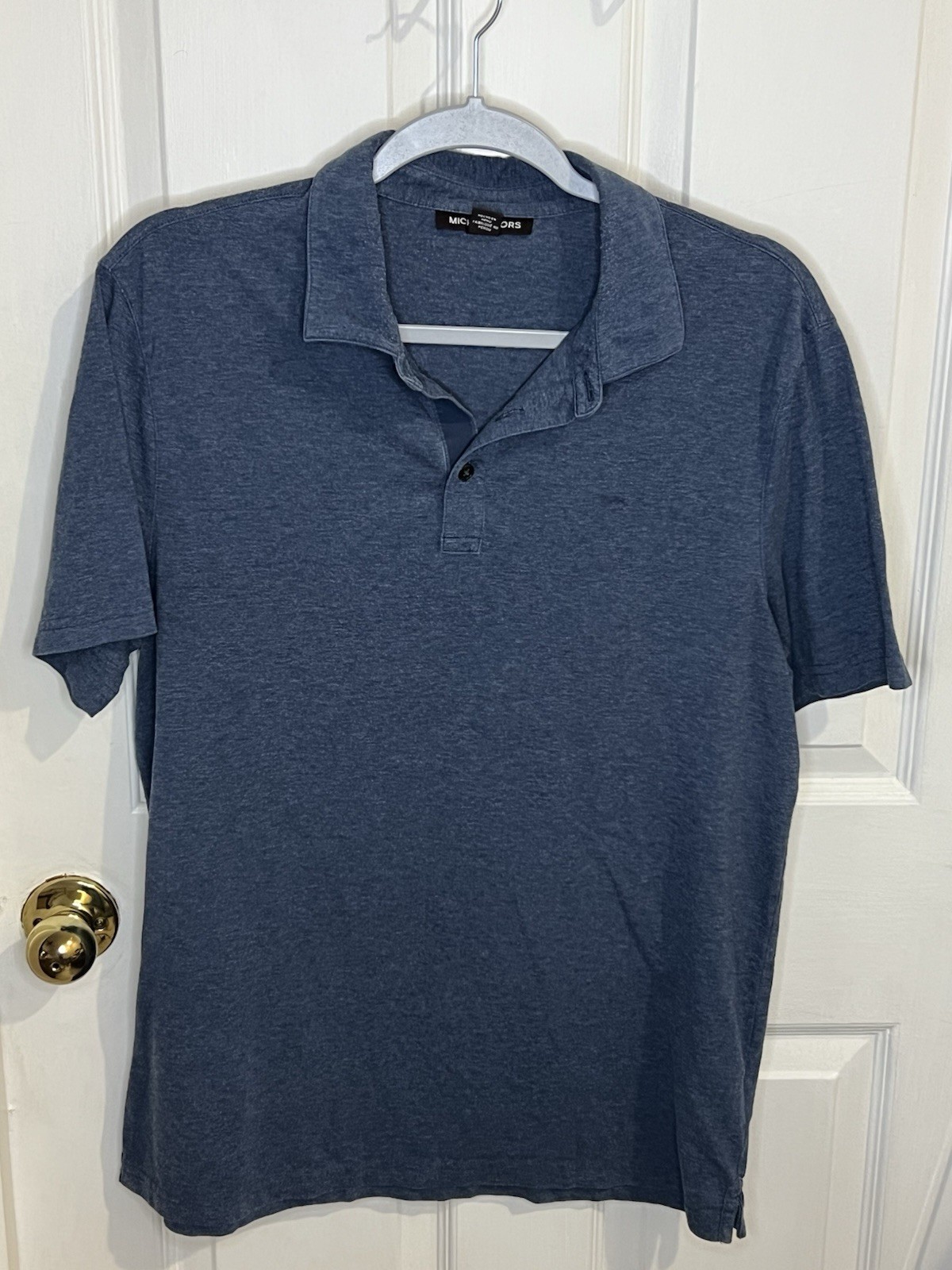 Michael Kors Polo Shirt Mens Medium Blue Embroidered Logo Collared Short Sleeve thumbnail 2