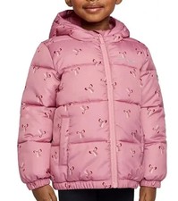 Miles the Label Kids Hooded Puffer Jacket Water-Repellent, Pink Bows, Size 3T