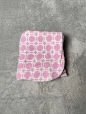 Baby Receiving Blanket Pink White Square Lines Flannel Cotton Soft Swaddle Lovey