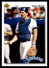 1992 Upper Deck Greg Myers #407 Toronto Blue Jays MLB Baseball Base Set