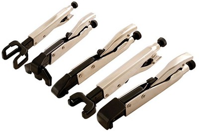 Power-Tec 91984 Selbstsichernde Schweißklemmen 5 Stück Schnellspanner Grip On Set