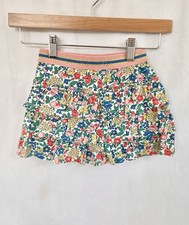 Mini Boden Girls Tiered Floral Skirt Pink Blue Girly Built-in Shorts Sz 4-5 EUC