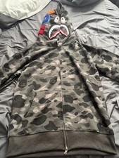 A Bathing Ape Camouflage Shark Full Zip Hooded Fleece Hoodie XL