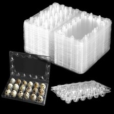 100 Pack Stackable Plastic Egg Cartons - Reusable Cheap Bulk 18 Grid Quail Eg...